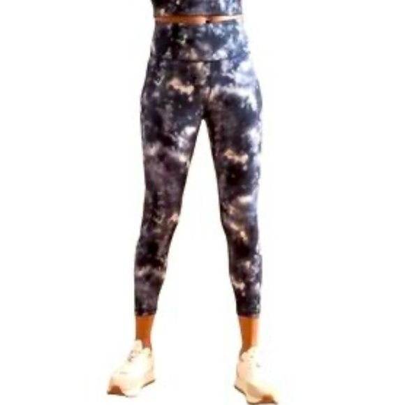 Banana Republic Pants - Banana Republic Sz M 7/8 Navy White Tie Dye High Rise Cropped Athletic Leggings